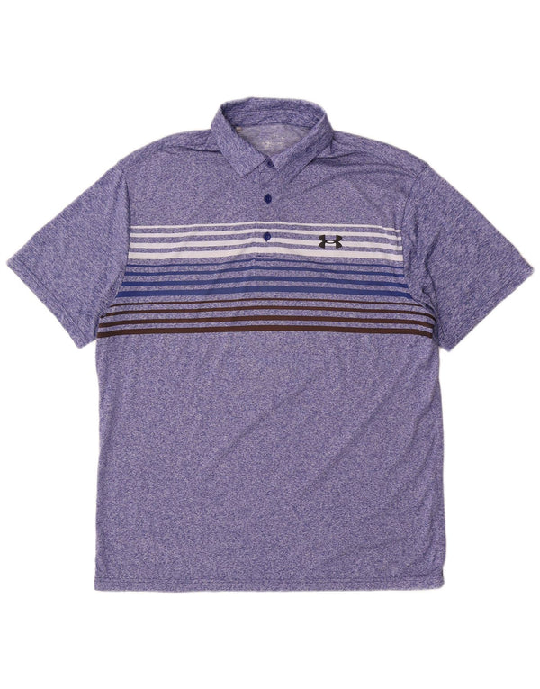 Under Armour Mens Polo Shirt Large Blue Striped
