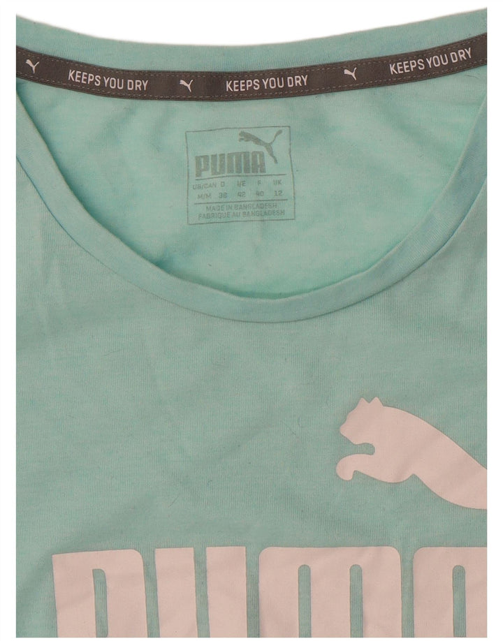 PUMA Womens Graphic T-Shirt Top UK 12 Medium Turquoise