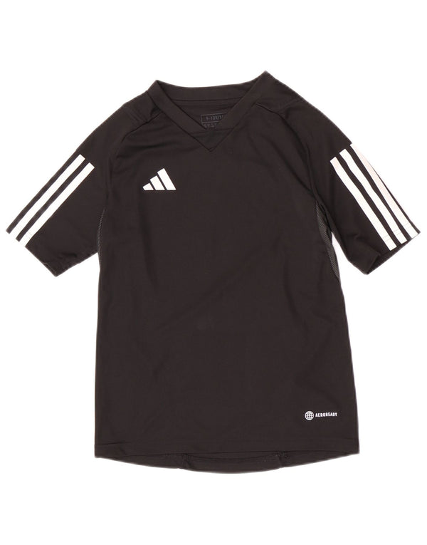 Adidas Boys Graphic T-Shirt Top 9-10 Years Black Polyester Sports