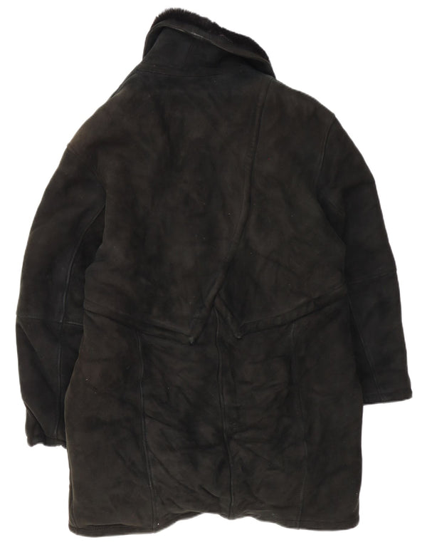 Vintage Womens Oversized Shearling Coat IT 46 Large Black Shearling