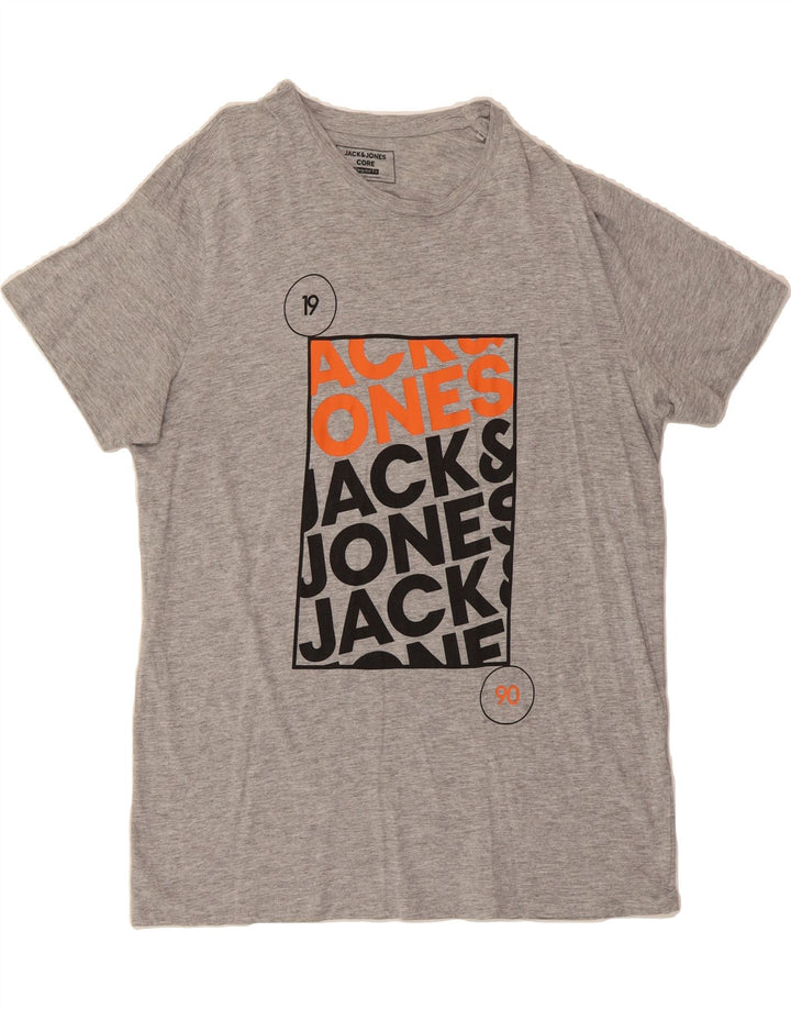 JACK & JONES Mens Regular Fit Graphic T-Shirt Top Large Grey Vintage Jack & Jones and Second-Hand Jack & Jones from Messina Hembry 