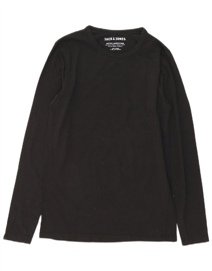 Jack & Jones Mens Top Long Sleeve Medium Black Cotton