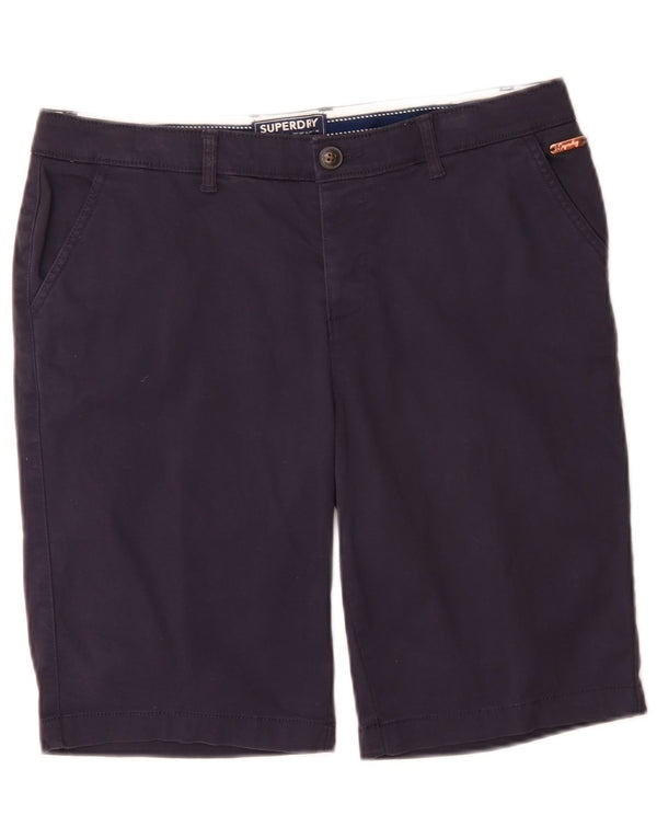 Superdry Womens Regular Chino Shorts UK 12 Medium W32 Navy Blue Cotton