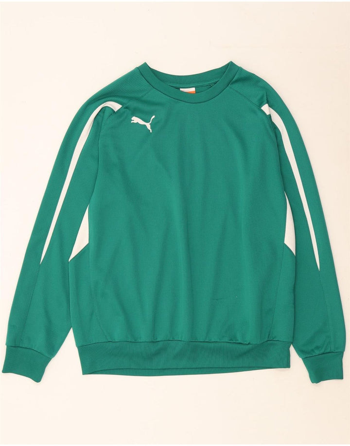 PUMA Sweatshirt til mænd, stor grøn farveblok polyester