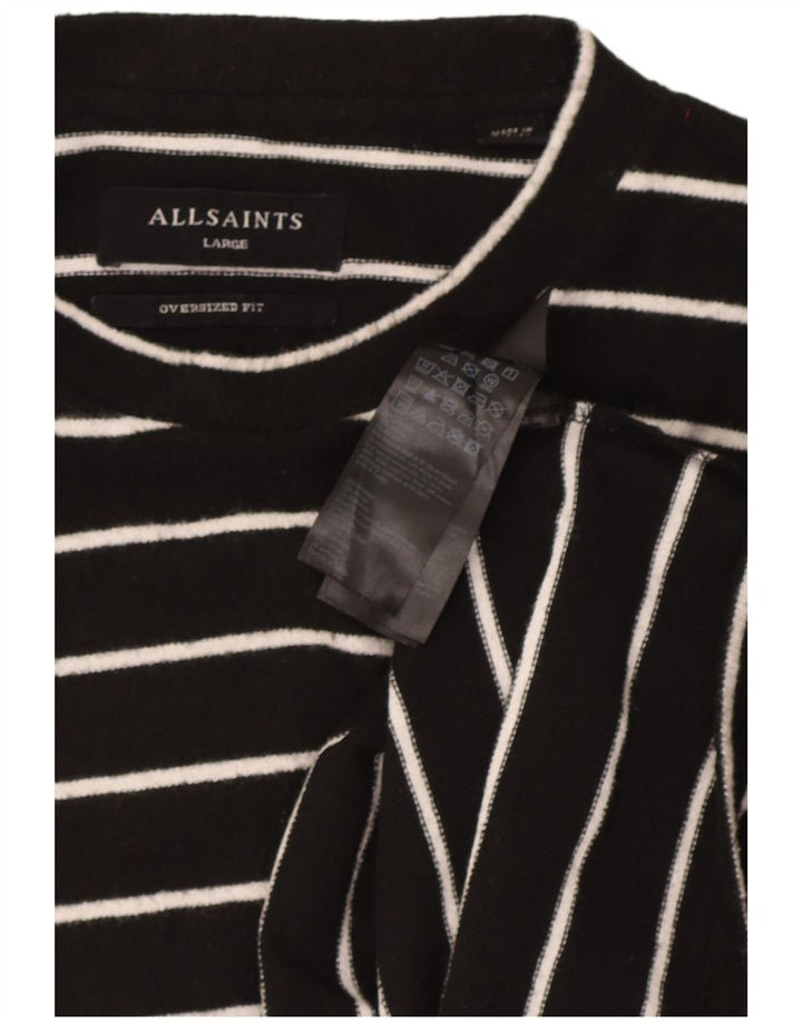 All Saints Donna Oversize UK 16 Grande Poliestere a righe nere