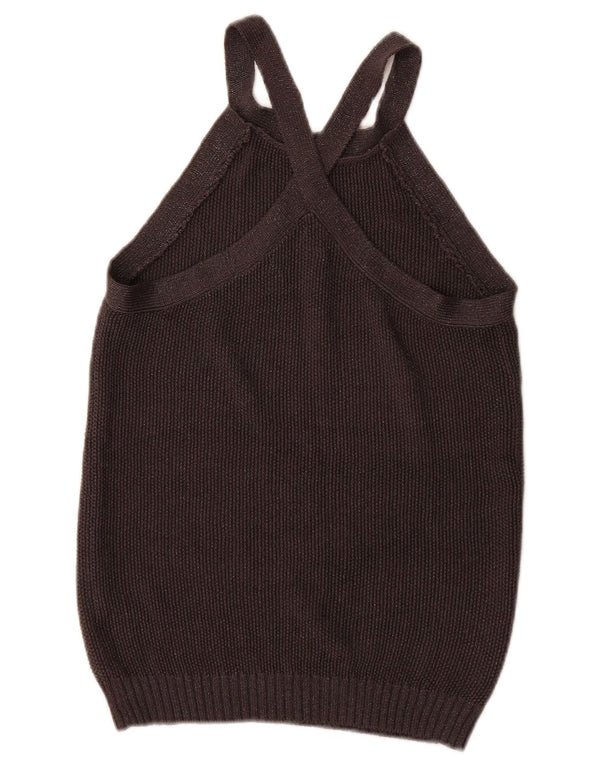 Massimo Dutti Dame Vest Tank Top UK 12 Medium Sort Silke