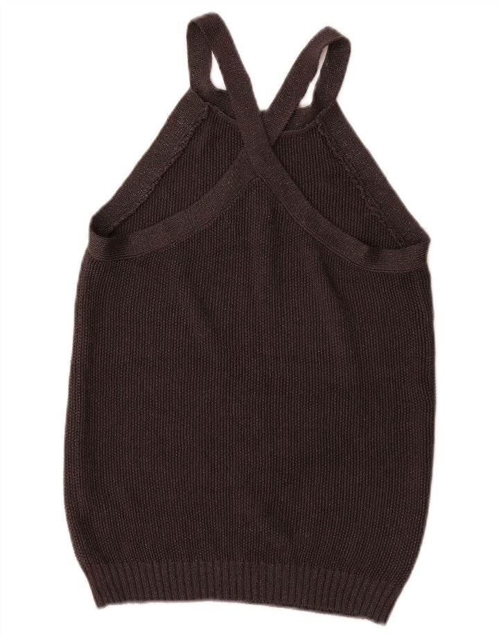 Massimo Dutti Damen Weste Tank Top UK 12 Medium Schwarz Seide