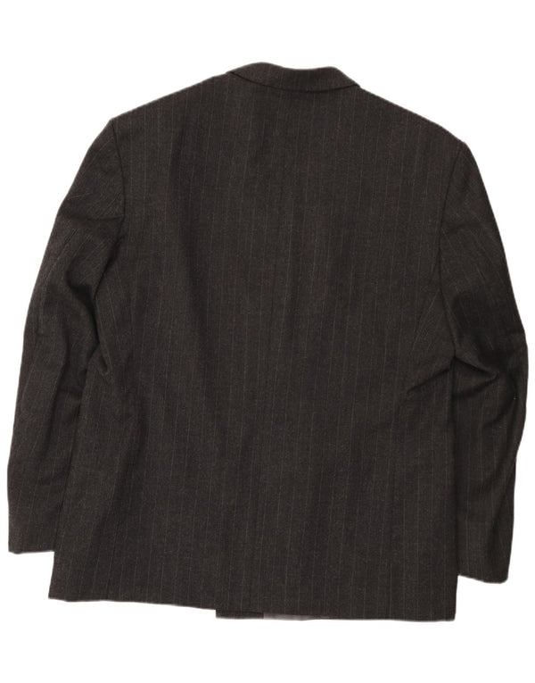 Vintage hombres doble pecho Blazer chaqueta EU 54 2XL lana gris a rayas
