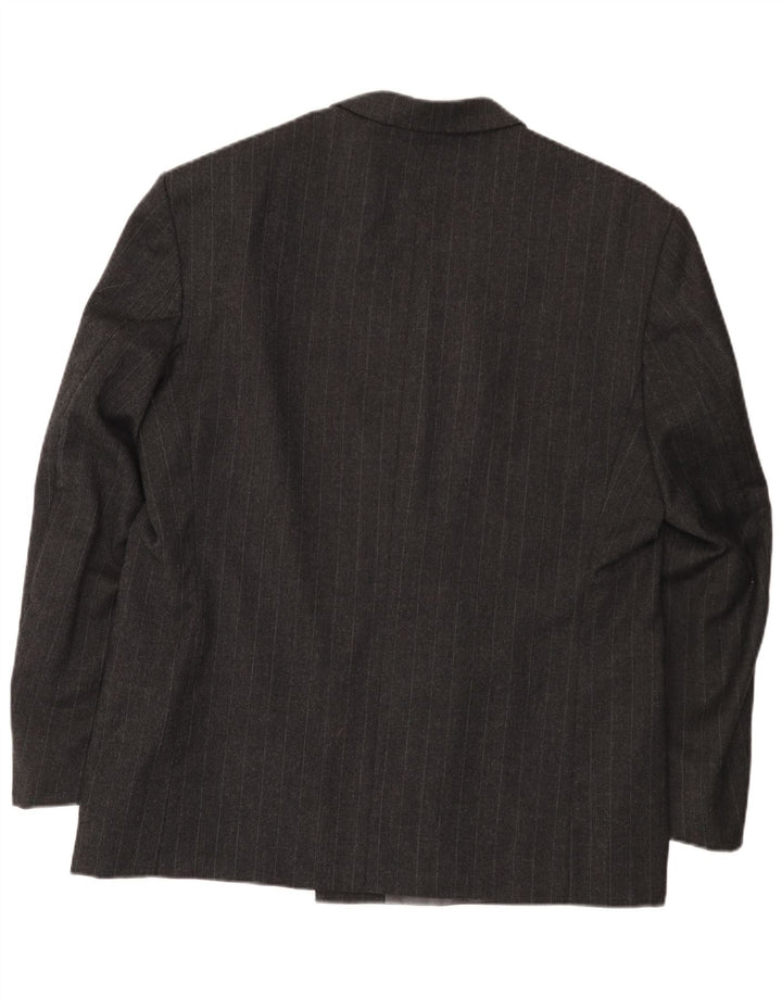 Vintage Herren Zweireiher Blazer Jacke EU 54 2XL Graue Nadelstreifenwolle