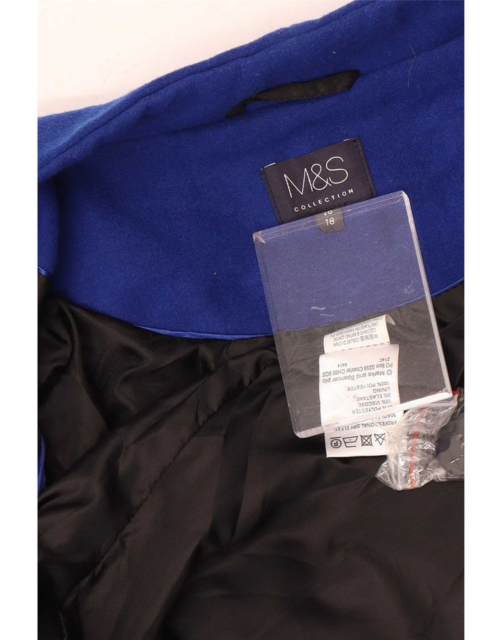 Женское пальто Marks & Spencer UK 18 XL синее из полиэстера