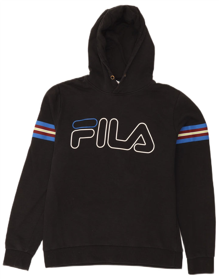 Fila Mens Graphic Hoodie Jumper Medium Black Cotton