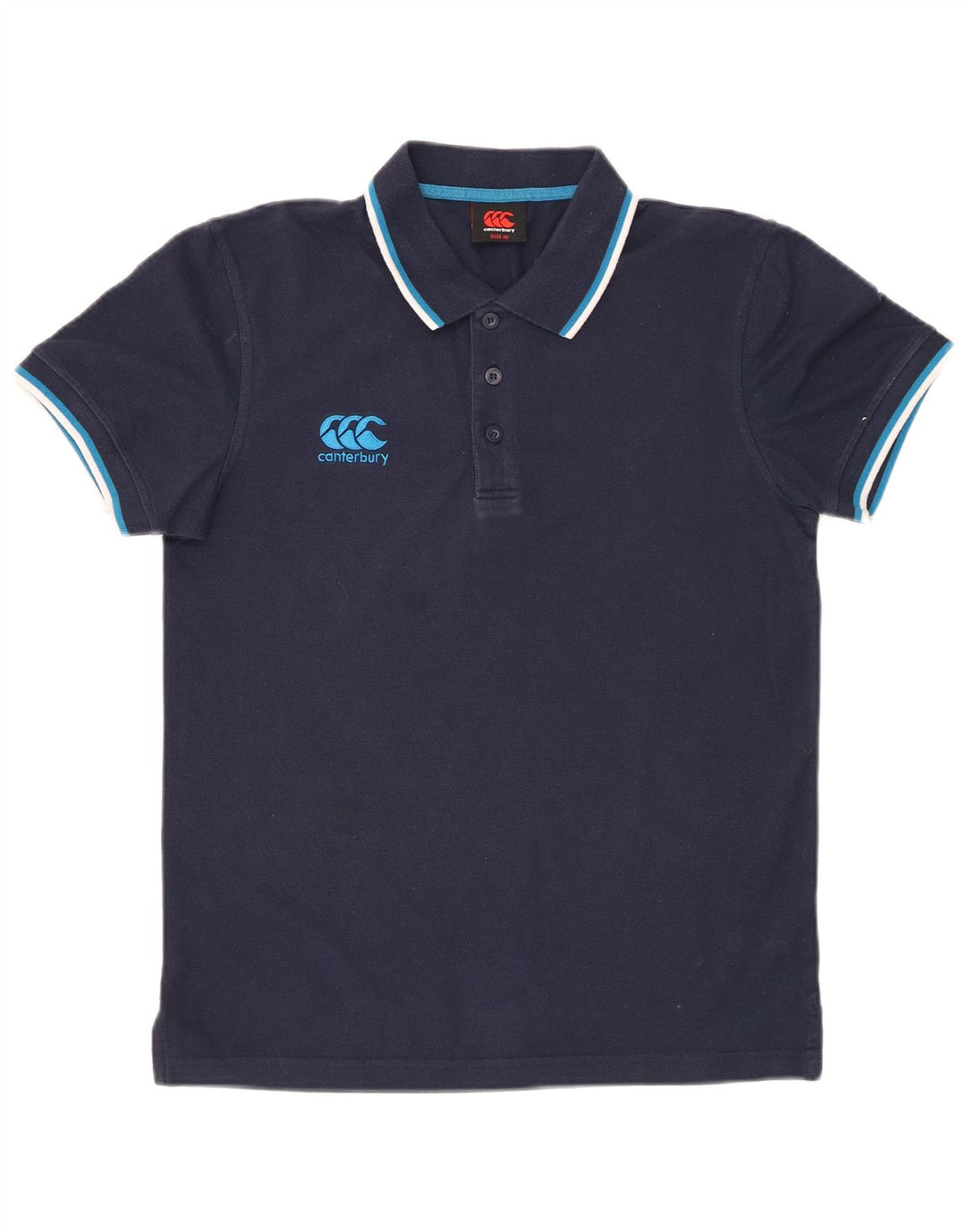 CANTERBURY Mens Polo Shirt Medium Navy Blue Polyester