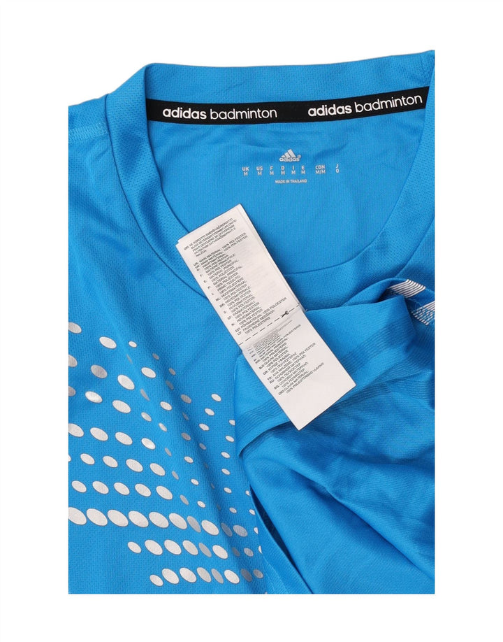 Adidas Mens T-Shirt Top Medium Blue Spotted Polyester