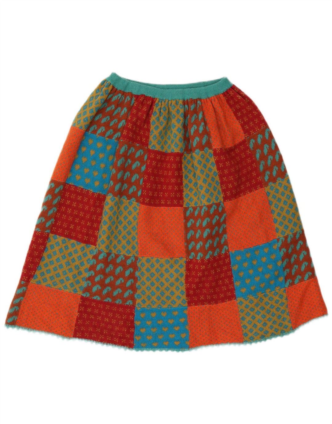 Vintage Womens Knit A-Line Skirt W26 Small Multicoloured Patchwork
