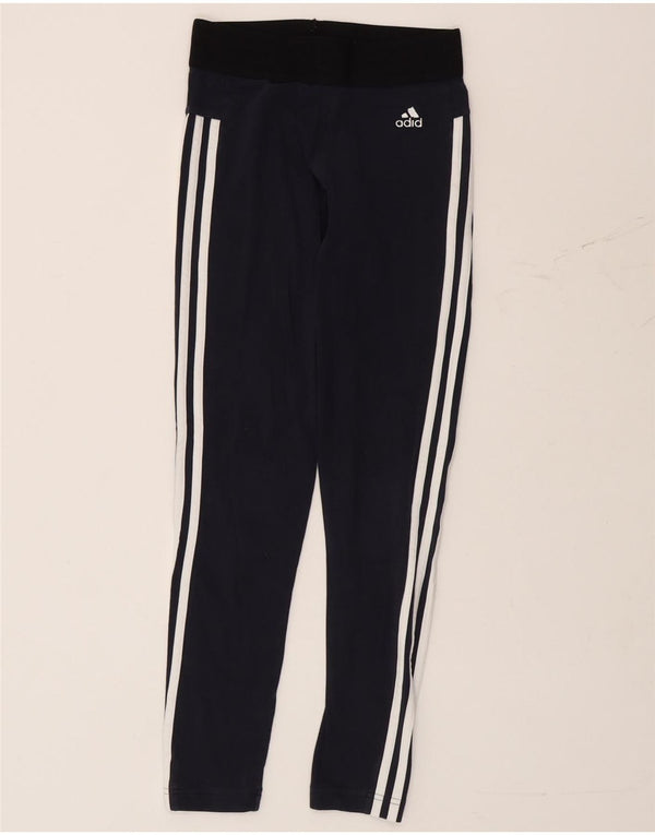 Adidas Damen Leggings UK 4/6 XS Marineblau Colourblock Baumwolle