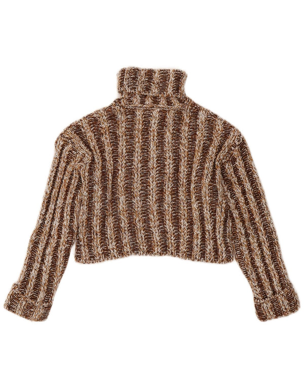 Maglione corto per ragazze Zara con collo alto, 8-9 anni, in acrilico a righe marroni