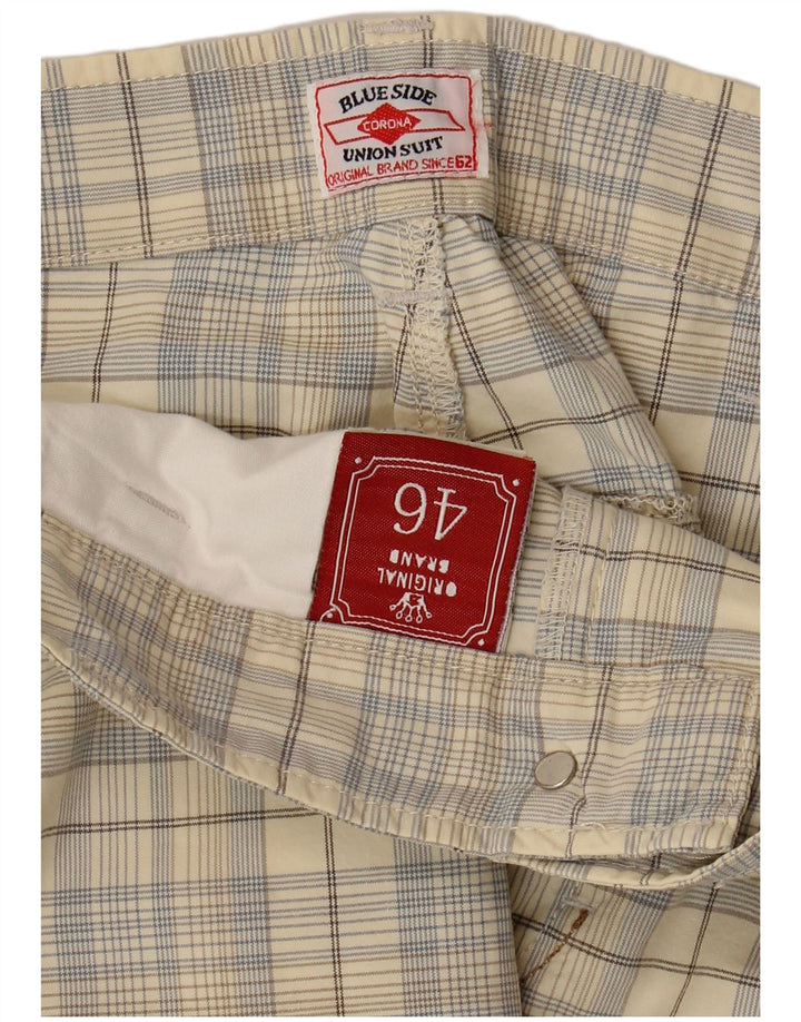 Blue Side Mens Chino Shorts IT 46 Small W32  Beige Check Cotton