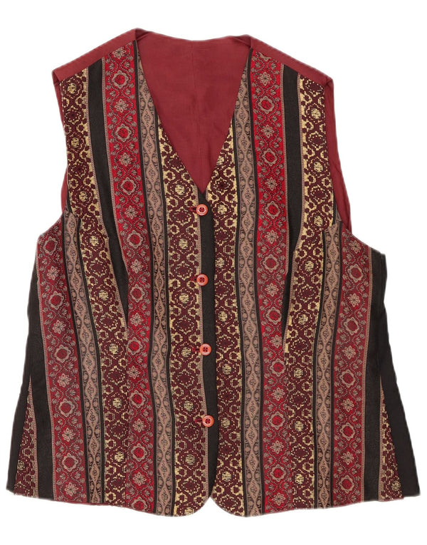 Vintage Womens Waistcoat UK 16 Large Burgundy Paisley