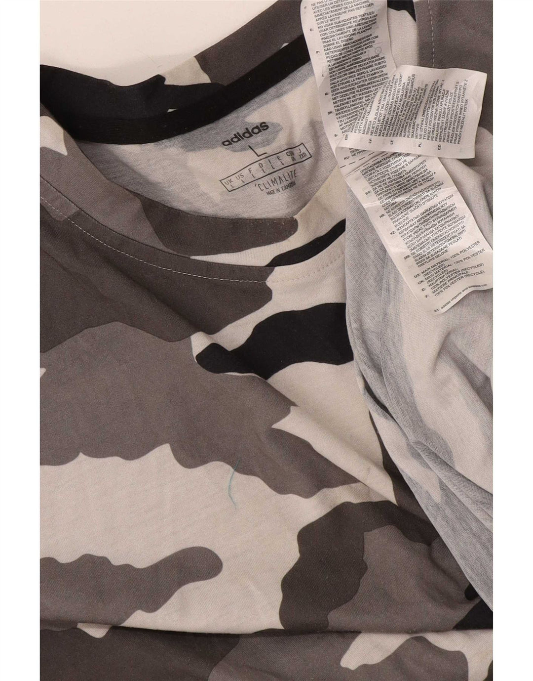 Adidas Mens Climalite T-Shirt Top Large Grey Camouflage Polyester