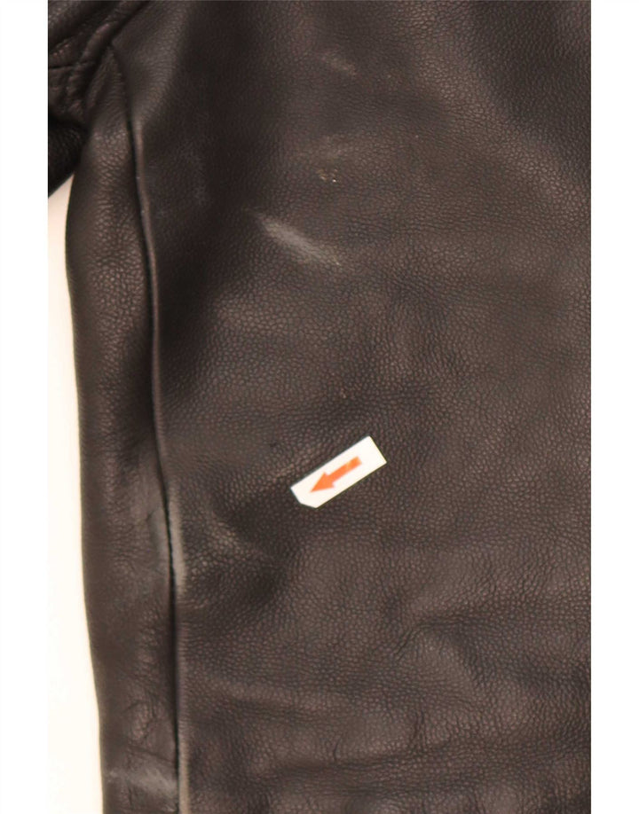 Giacca da motociclista in pelle vintage da uomo UK 36 piccola nera