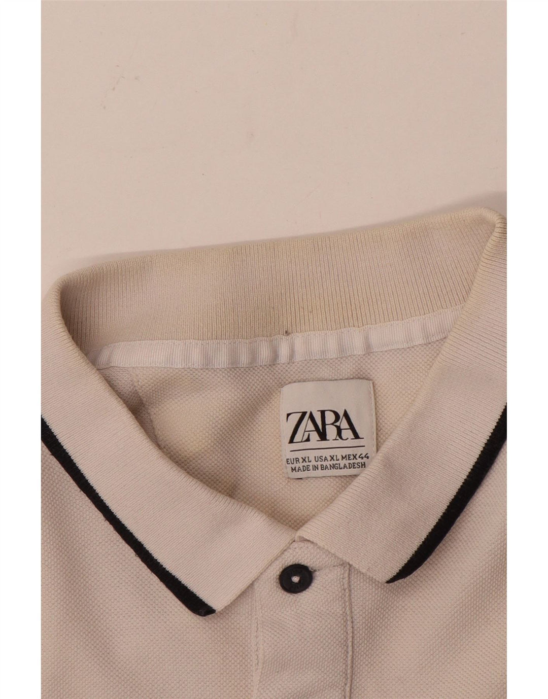 Zara Mens Polo Shirt XL White Colourblock