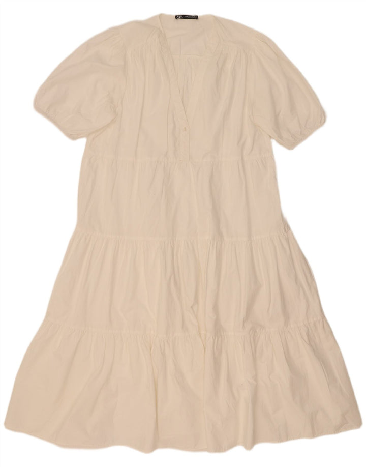 Zara Womens Tiered Dress UK 14 Medium White
