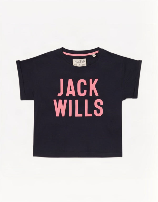 Jack Wills Damen-T-Shirt mit Grafik, UK 6, XS, Marineblau, Baumwolle