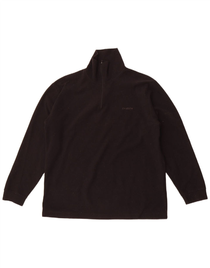 Invicta Mens Zip Neck Fleece Jumper XL Black Polyester