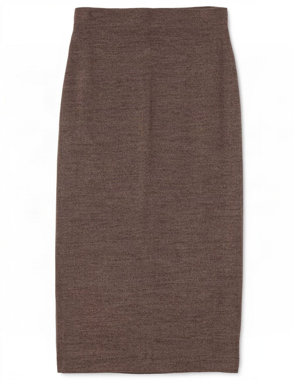 Fusta Midi Zara Femei cu Talie Inalta Mica W26 Maro Bumbac