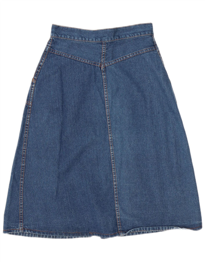 vintage Femmes Maxi Denim A-Line Jupe W28 Bleu Moyen