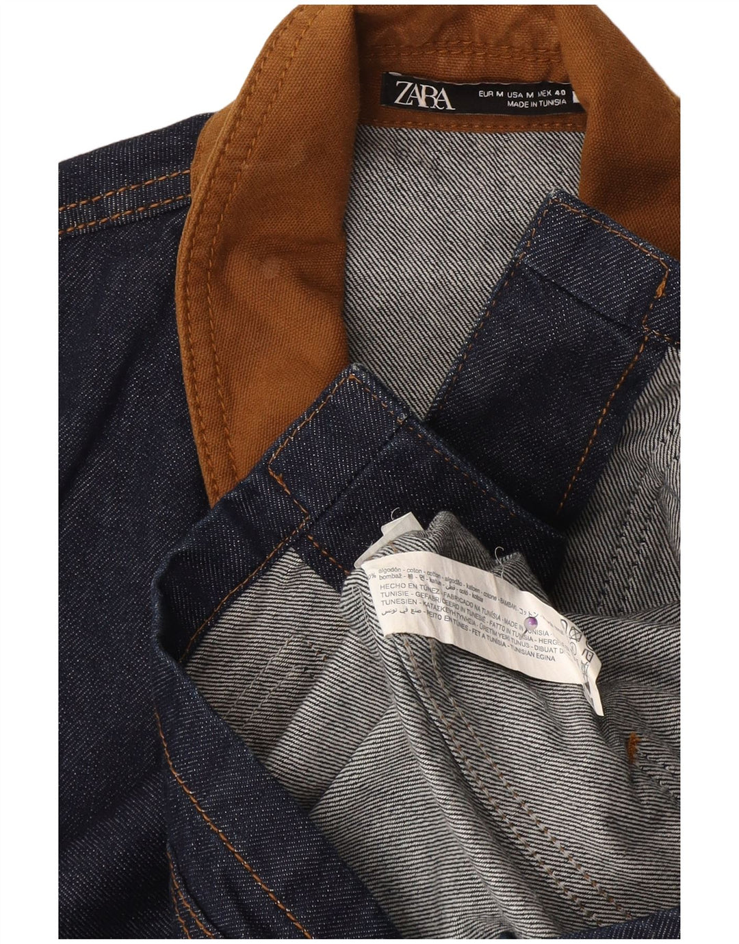 Zara Mens Denim Jacket UK 38 Medium Navy Blue Cotton