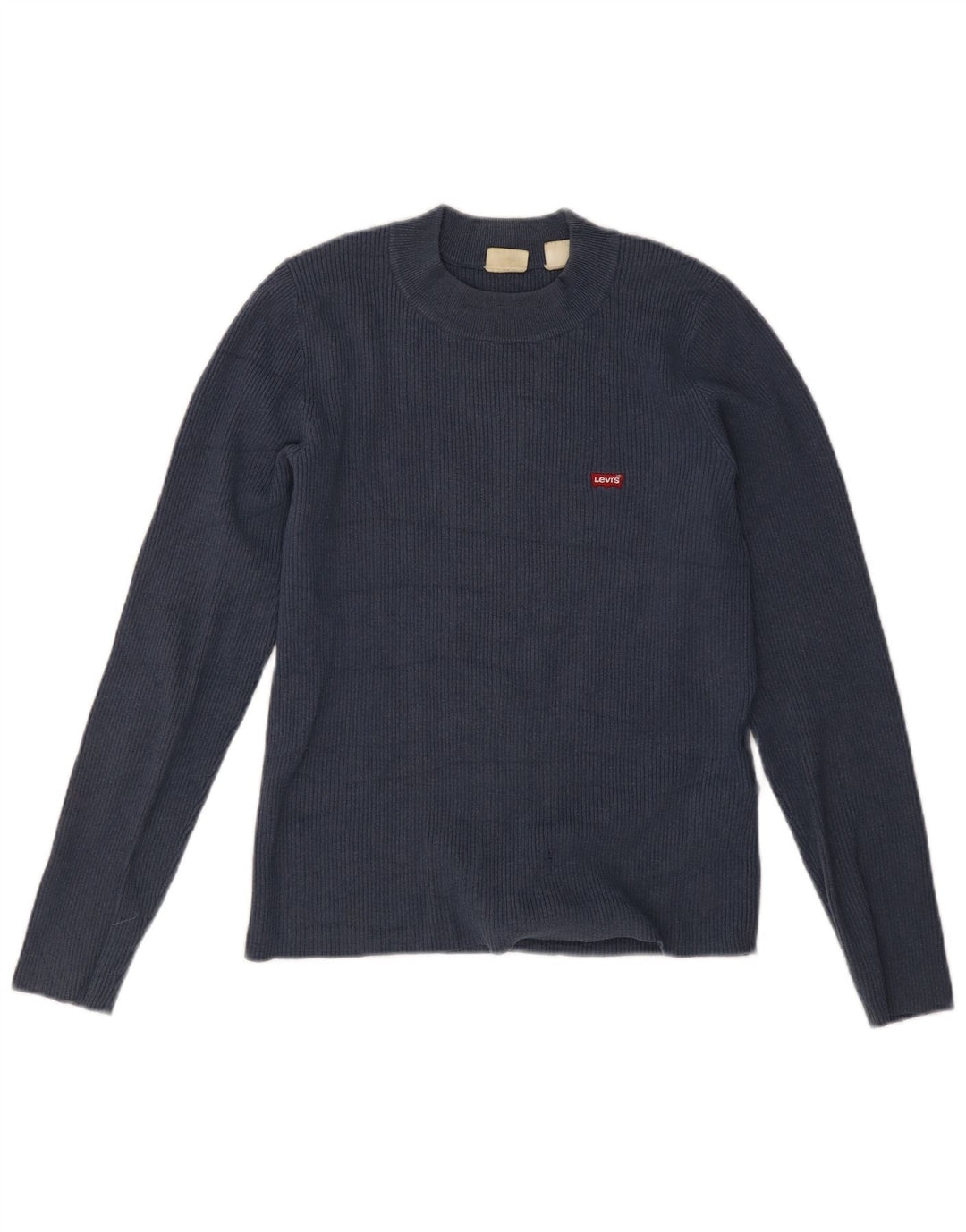 Levi's Womens Top Long Sleeve UK 14 Large Navy Blue Acrylic