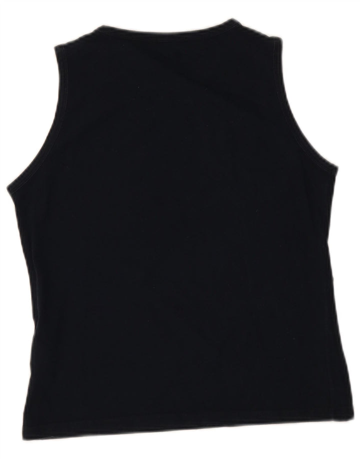 Fred Perry Womens Crop Vest Top UK 12 Medium Black Cotton