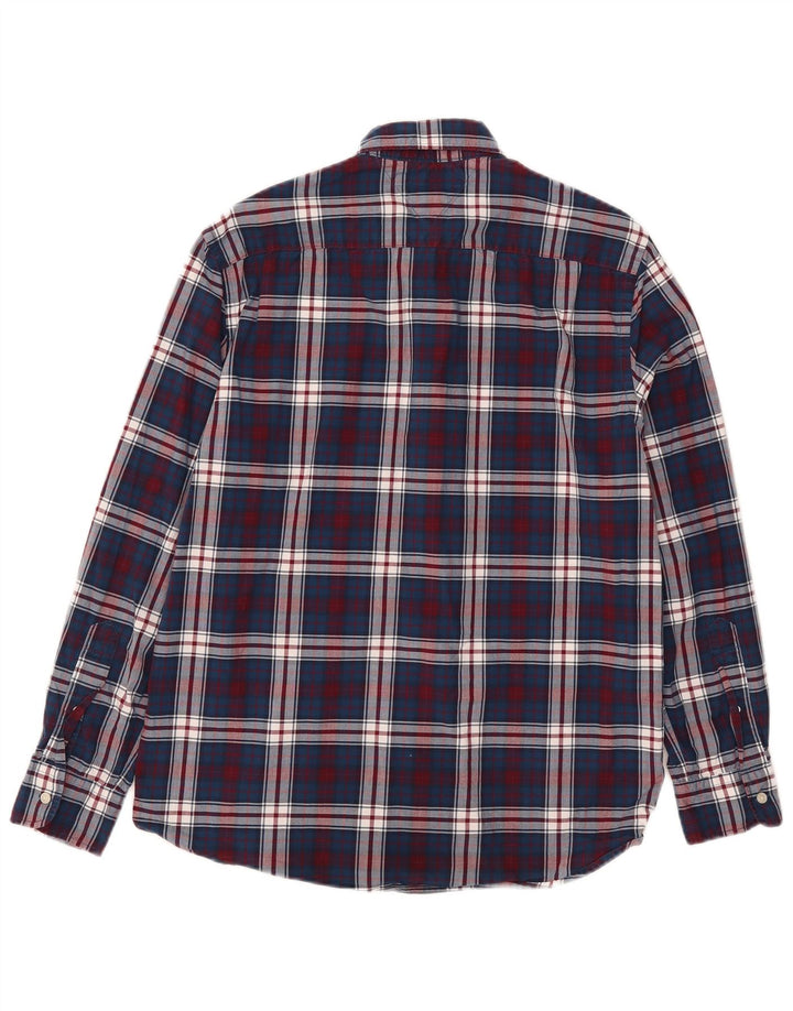 Tommy Hilfiger Mens Flex Regular Fit Shirt Large Navy Blue Check Cotton