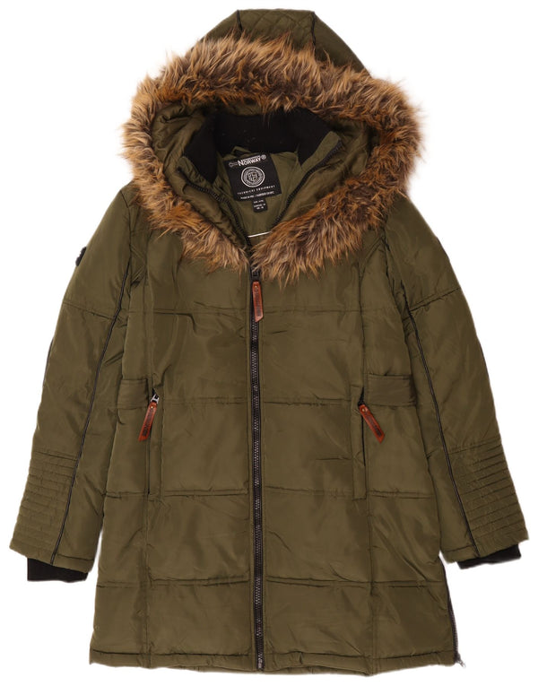 Norwegen Wattierte Damenjacke mit Kapuze, UK 16, Größe L, Khaki, Polyester