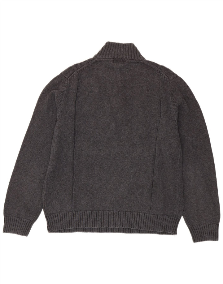 CALVIN KLEIN Mens Zip Neck Jumper Sweater Medium Grey Cotton
