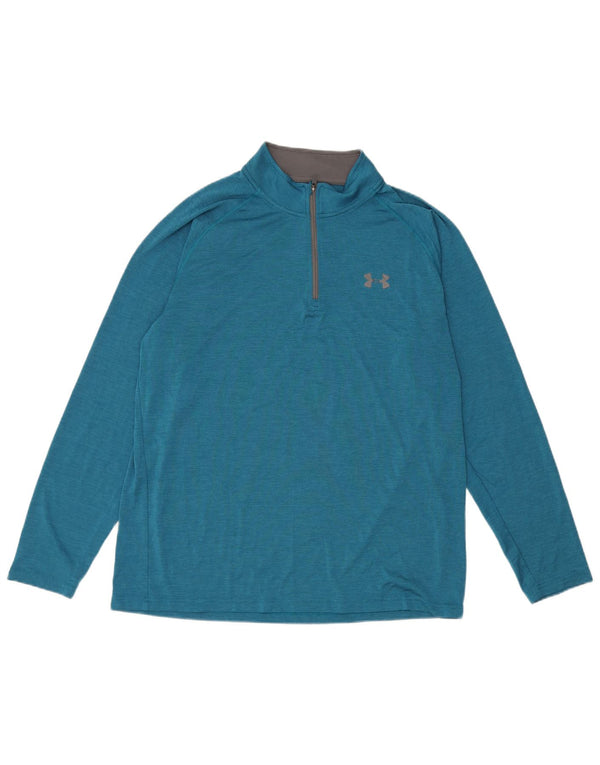 Under Armour Uomo Heat Gear Zip Collo Pullover Tuta Top Grande Blu