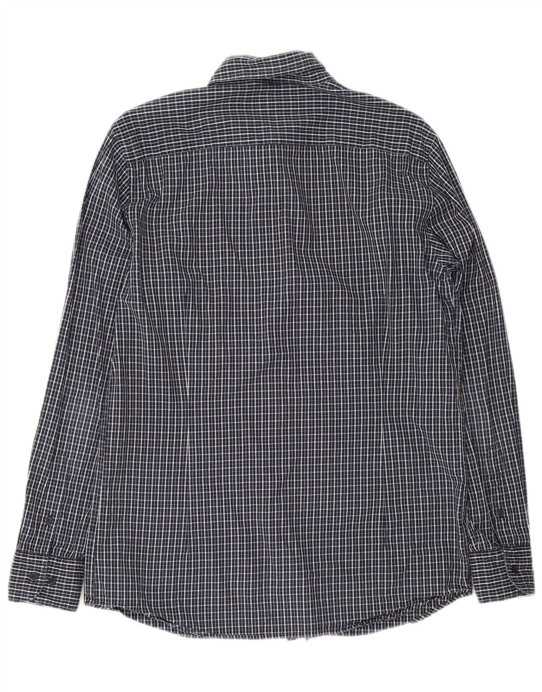 Massimo Dutti Mens Shirt Large Navy Blue Check Cotton