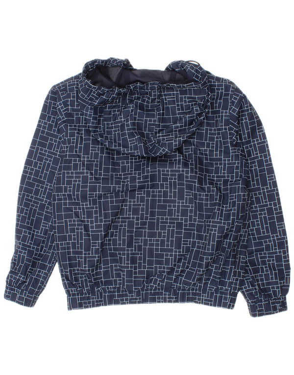 Lacoste Boys Hooded Rain Jacket 7-8 Years Blue Geometric Polyester