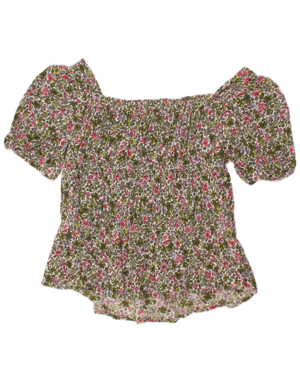 Benetton Haut Chemisier Fille 6-7 ans Petite Viscose Florale Multicolore