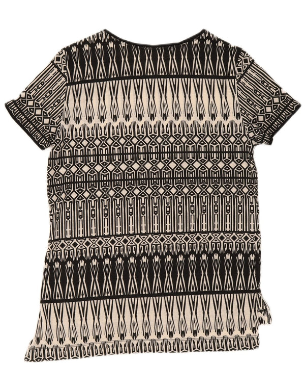 Oasis Womens T-Shirt Top UK 10 Small Black Geometric