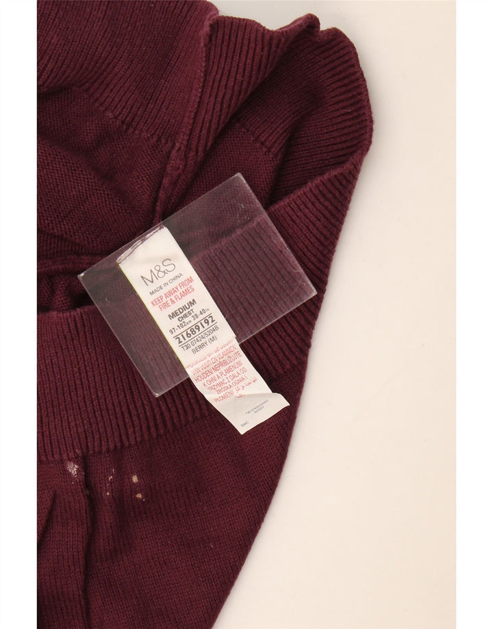 Marks & Spencer Mens Crew Neck Jumper Sweater Medium Burgundy Cotton