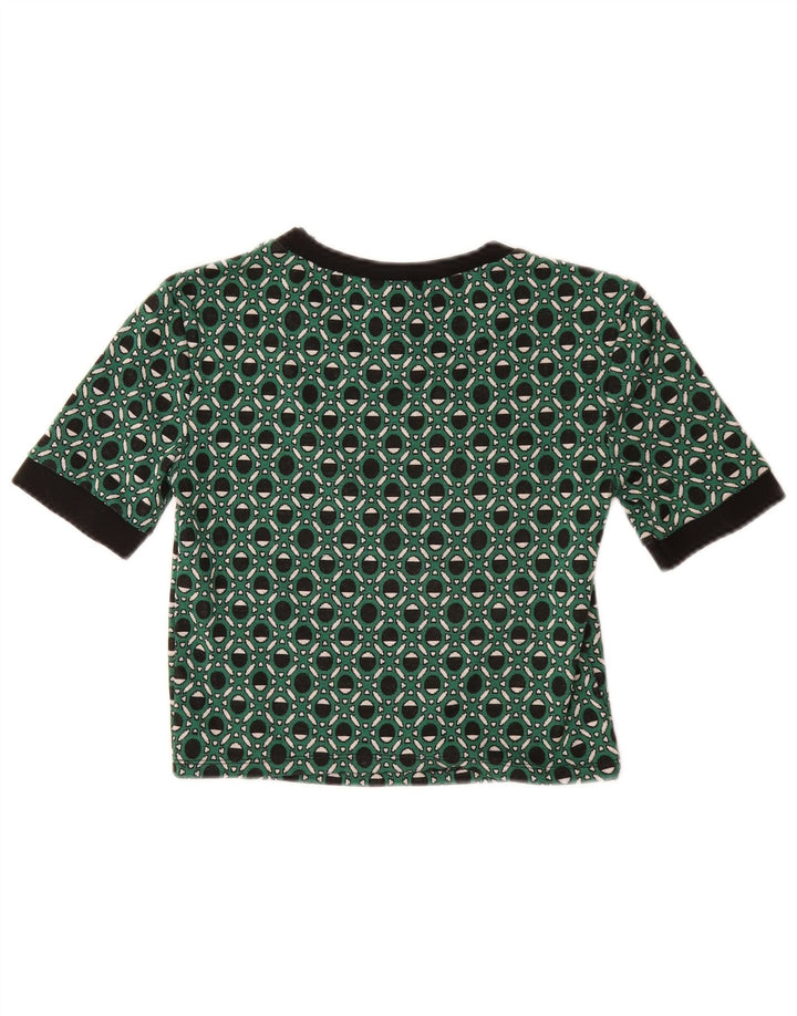 ZARA Womens Crop Blouse Top UK 8 Small Green Geometric Polyester