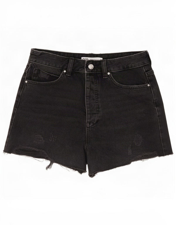 Damskie spodenki jeansowe Zara z wysokim stanem, EU 38 Small W28, czarna bawełna