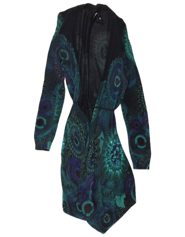Desigual Damen Longline-Cardigan-Pullover, groß, Marineblau, Paisleymuster