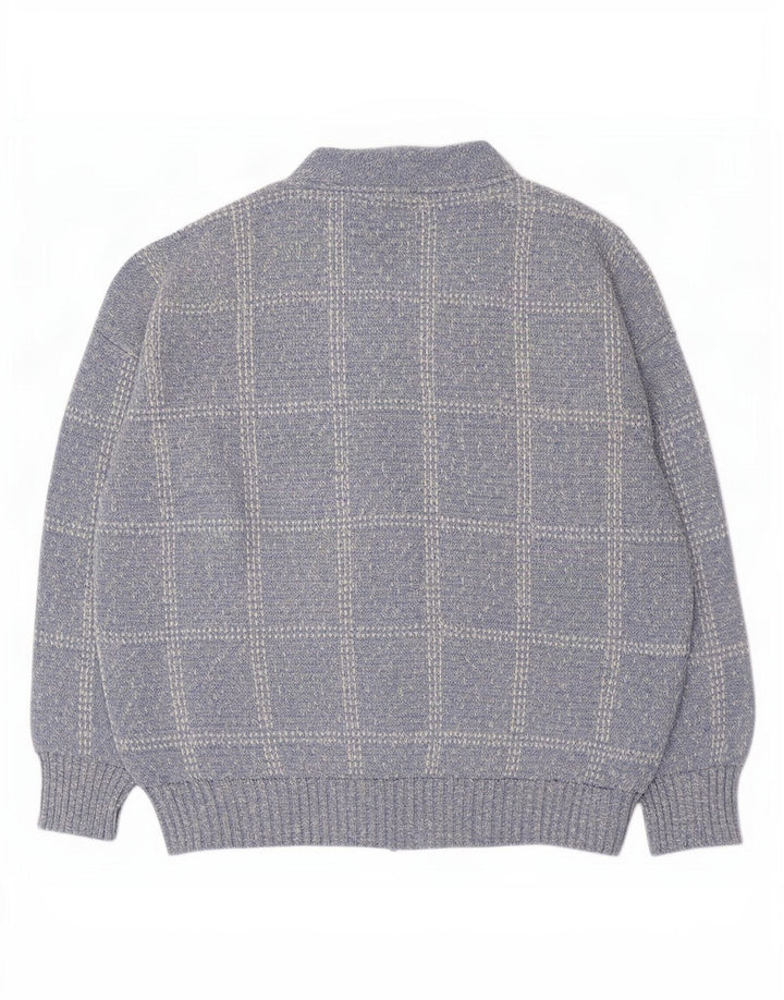 Rodes Herre Cardigan Sweater XL Blå ternet akryl