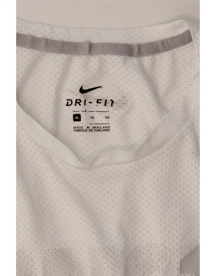 NIKE Mens Dri Fit Graphic T-Shirt Top XL White Polyester Vintage Nike and Second-Hand Nike from Messina Hembry 
