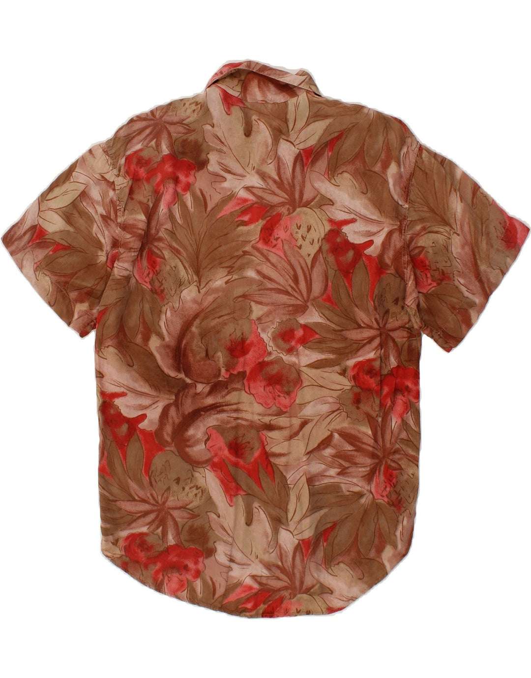 BENETTON Mens Short Sleeve Shirt Medium Brown Floral Vintage Benetton and Second-Hand Benetton from Messina Hembry 