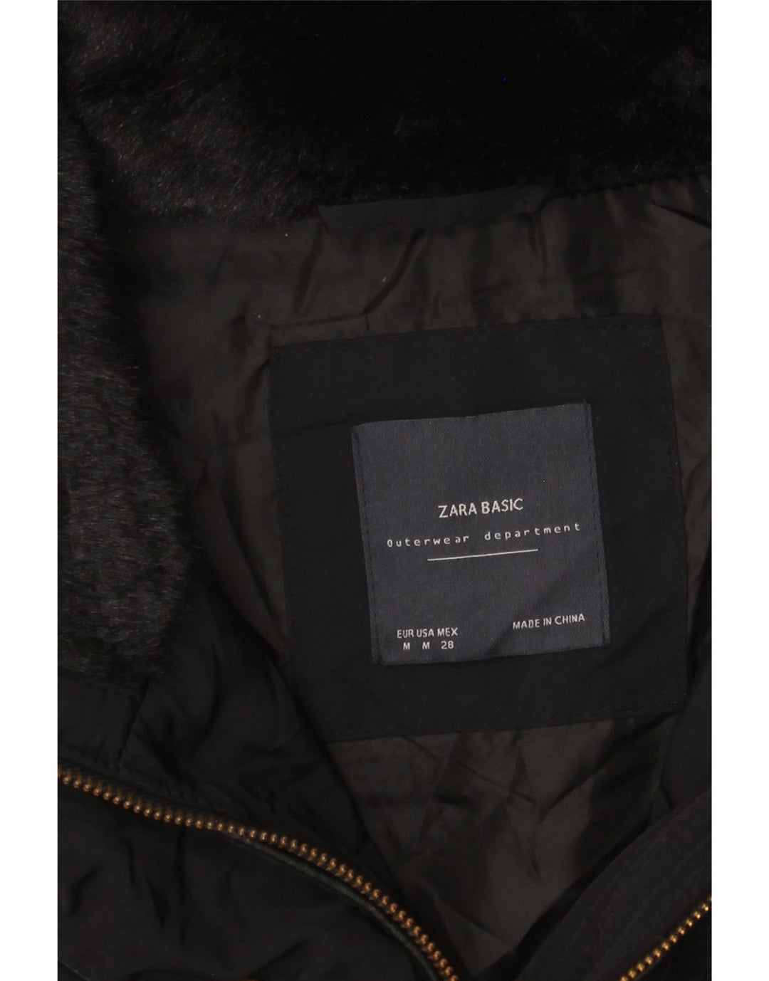 Zara Womens Padded Coat UK 14 Medium Black