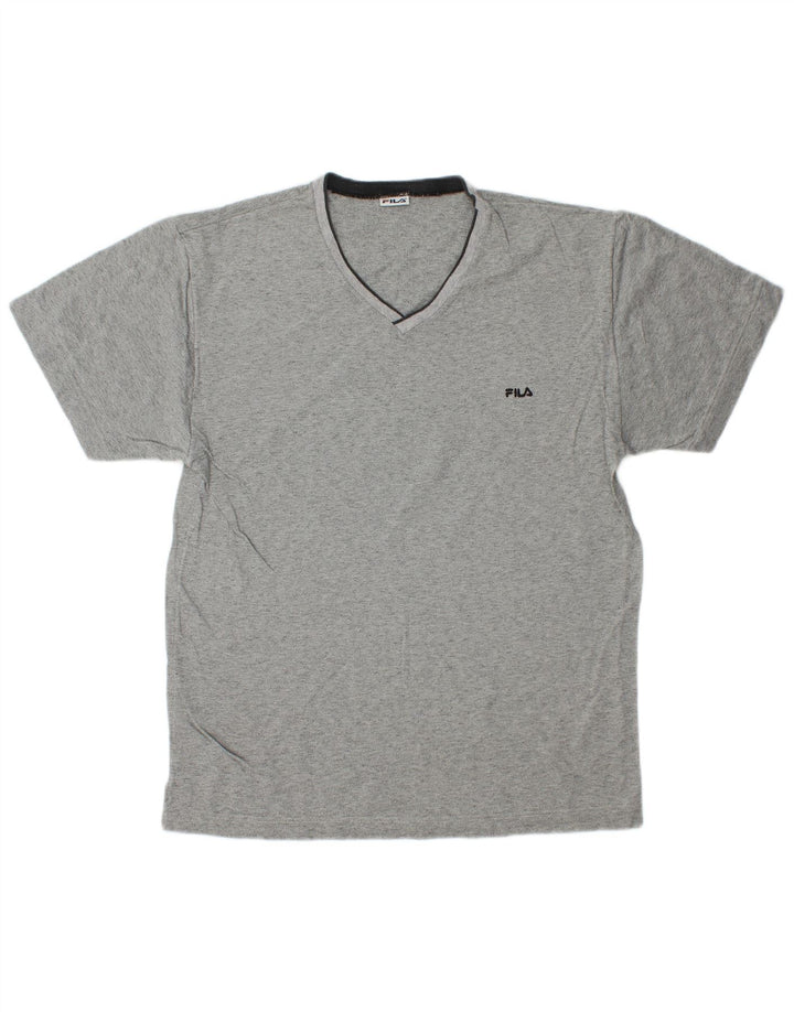 T-shirt Fila da uomo Top in cotone grigio medio